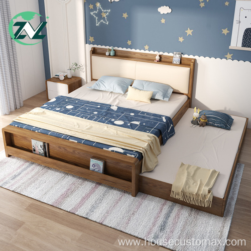 Foldable Two Bed Wooden Bedroom Bed Wooden Bed